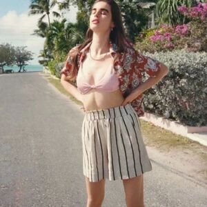 NWT Urban Outfitters Josie Linen Striped Pull-On Short | M